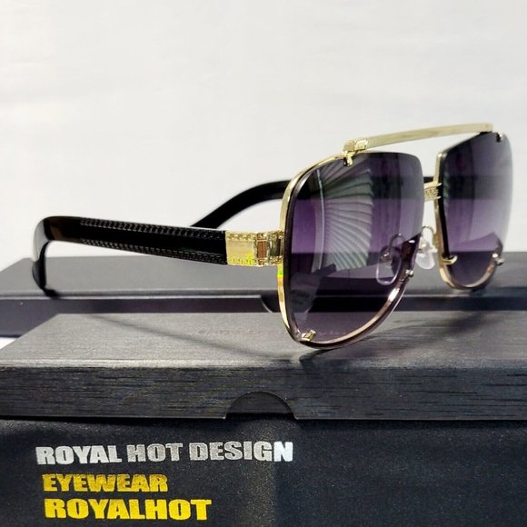 Womens Polarized Sunglasses 100%UV Visual Clarity 60mm Black/Gold Metal Frame main image 8